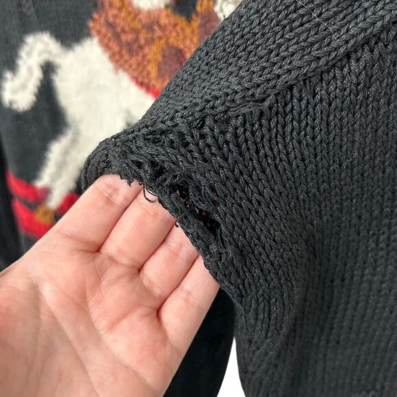 Vintage Talbots Black Multicolor Hand Knit Christmas Sweater Womens Small AS IS - Picture 8 of 8